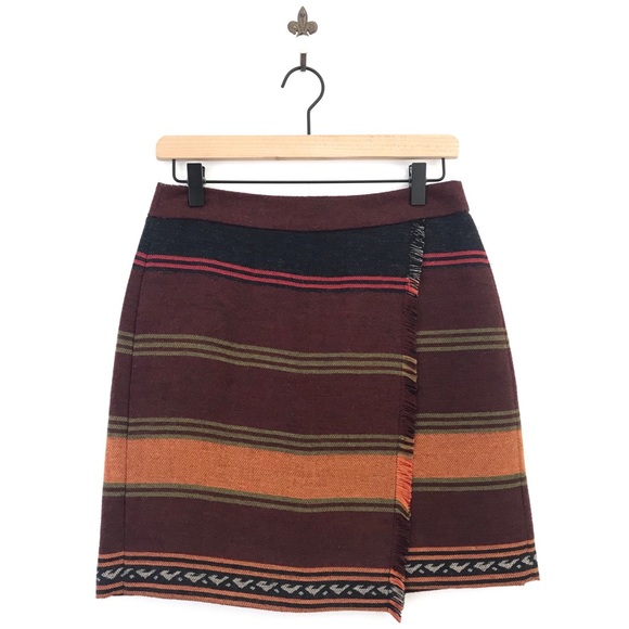 LOFT Dresses & Skirts - Loft Striped Tribal Fringe Blanket Skirt 4P